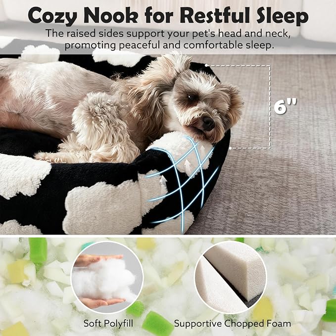 JOEJOY Small Dog Bed for Small Dogs, Rectangle Washable Orthopedic Dog Bed with Removable Zipper Cover, Cute Soft Calming Puppy Pet Bed with Jacquard Shaggy Plush & Non Skid Bottom - Image 2