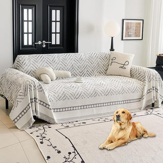 HAOMAIJIA Non Slip Couch Cover Sofa Covers for 3 Cushion Couch Washable sectional Couch Covers for Dogs pet Furniture Protector Couch Cover Blanket for Living Room (MR-Grey, 71"x118") by HAOMAIJIA