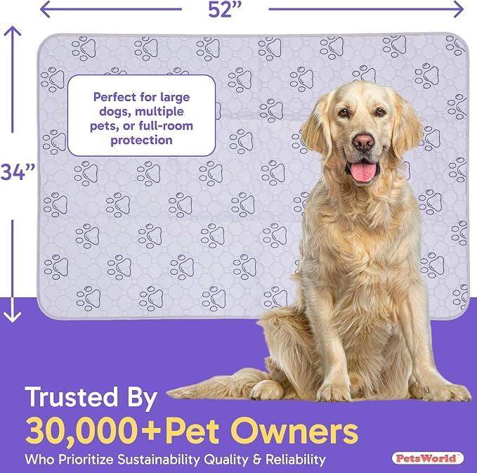 PETSWORLD Washable Reusable Dog Pee Pads (Pack of 16) – 34” x 52” Extra Large Training Pads with Non- Slip Backing – Waterproof, Leakproof, Absorbent Pet Pads for Puppies & Dogs - Image 7