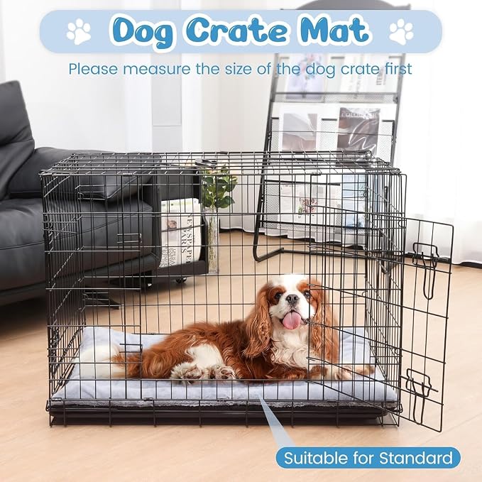 Dog Crate Pad Washable, Plush 36 x 23 Inch Anti-Slip Kennel Mat for Medium to Large Dogs up to 70 lbs, Fits Wire or Metal Crates, Travel, Home, Training Use, Dark Grey - Image 7