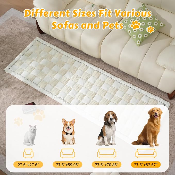 Pet Couch Cover for Dogs & Cats, Soft Flannel Non-Slip Couch Sofa Cover Protector, Dog Bed Sleeping Mat, Washable Reversible Anti-Slip Dog Bed for Small Medium Large Pets(27.6X82.67, Beige) - Image 3