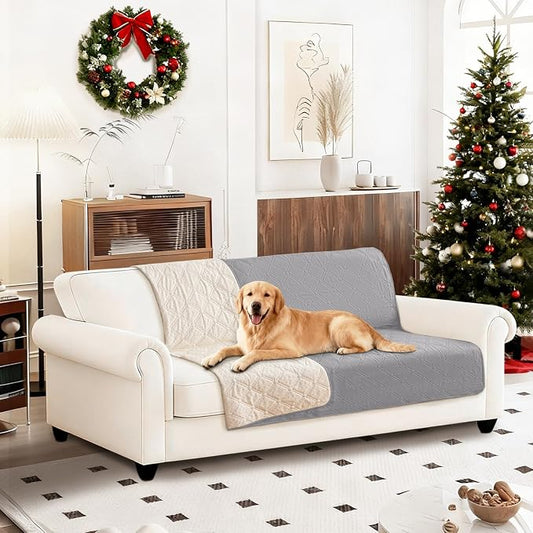 Waterproof Dog Blanket, Non-Slip Soft Pet Bed Cover, Couch Cover for Dogs Washable, Protects Sofa, Furniture, Crate, Car, Tear Resistant Leakproof Pet Blanket (52x82 Inch, Light Grey) by CYCMACOHOME