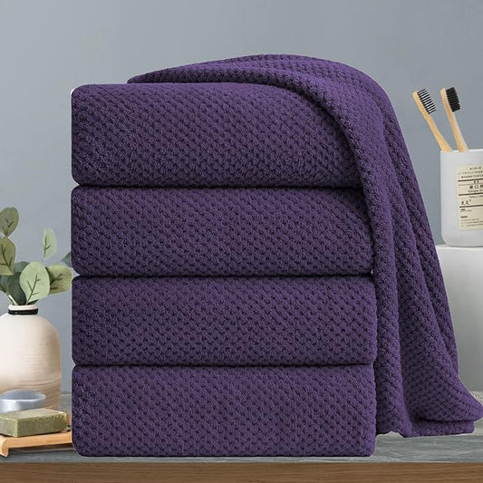 Extra Large Bath Towels Set 35x70 Inches - Purple Luxury 600 GSM Oversized Bath Sheet Towel,Ultra Soft Microfiber - Quick Dry,Highly Absorbent Shower Towels Spa Hotel Bathroom Towel Set (4-Pack) by Hailea