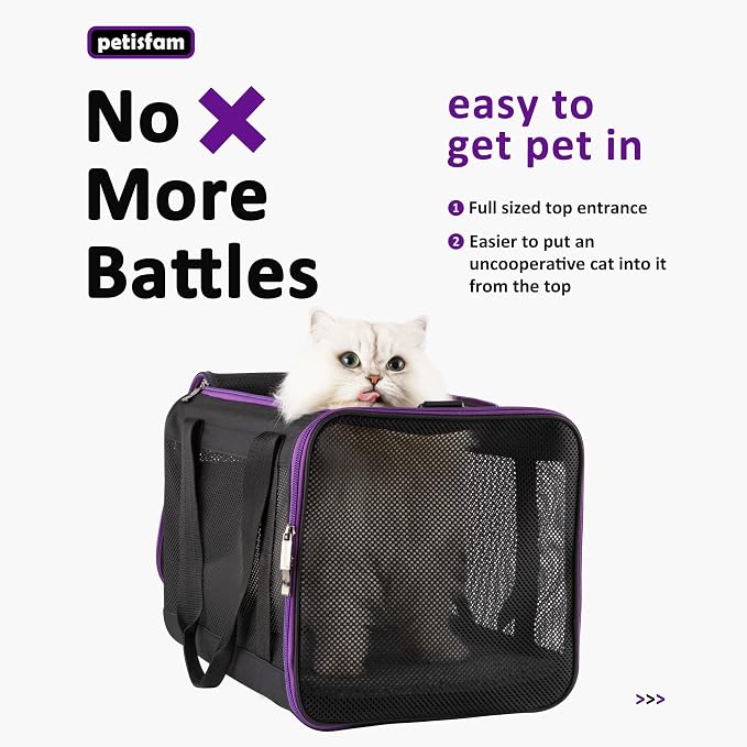 Soft Pet Carrier for Large and Medium Cats, 2 Kitties, Small Dogs. Easy to Get Cat in, Great for Cats that Don't Like Carriers (Black) - Image 2