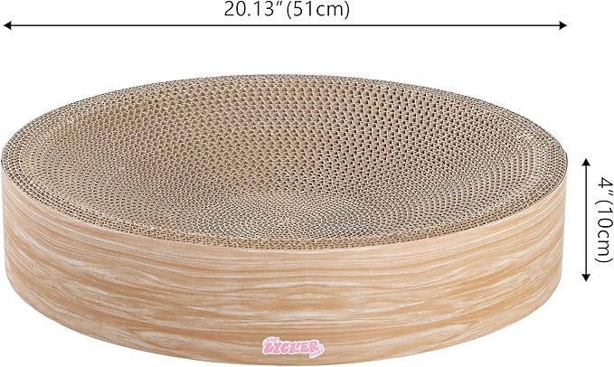 CSR1010J Nelson 20.13" Modern Cardboard Round Bowl Cat Scratcher with Catnip, Oak Wood - Image 3