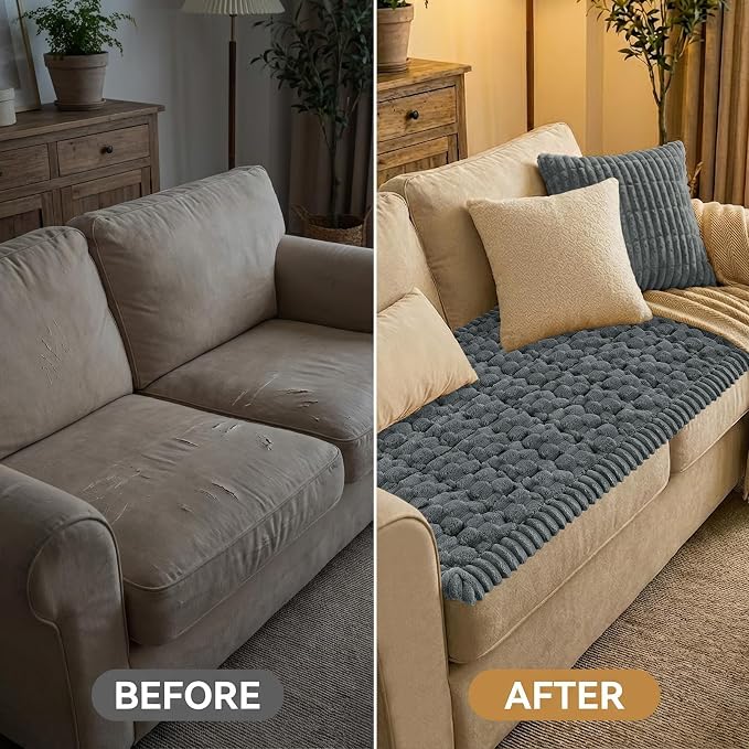 Smiry Non Slip Couch Covers for Dogs, Scratch Resistant Pet Sofa Protector | Machine Washable Soft Fuzzy Thick Furniture Cover for Sofa Loveseat Sectional Large Dogs, Dark Grey, 27.6" x 47" - Image 7