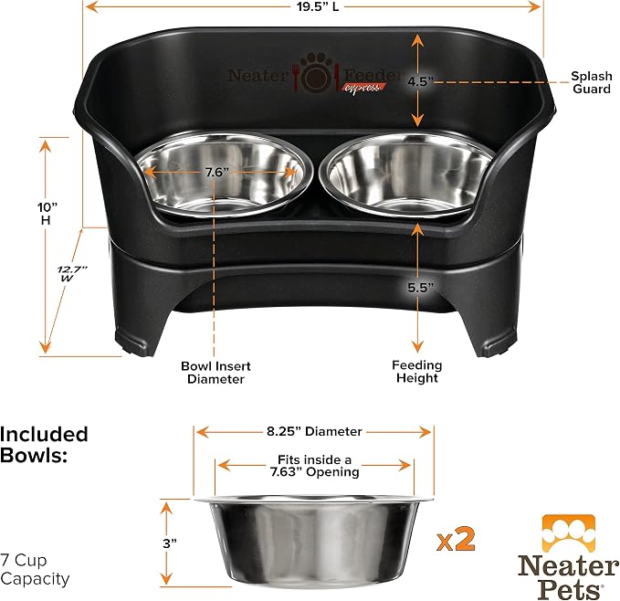 Neater Feeder Express Mess Proof Dog Bowls Elevated for Medium to Large Sized Breed, No Spill Raised Dog Food Bowl Stand, Stainless Steel Food and Water Bowl Set, Pet Dish Feeding Station, Black - Image 7