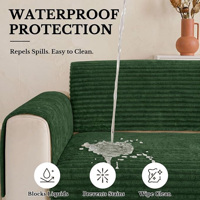 Smiry Waterproof Couch Cover for Dogs, Washable Non Slip Plush Protector | Waterproof Protection, Plush Flannel, Non Slip Backing, Pet Hair & Scratch Protection, Soft Cover (36" x 88") - Image 4