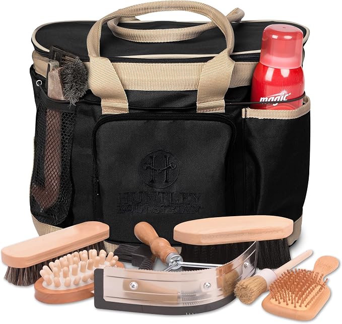 Huntley Equestrian Deluxe Grooming Bag Perfectly Designed Easy Access Multi Pocket Zipper Top Closure Double Handles Shoulder Strap Exterior Pockets - Image 2