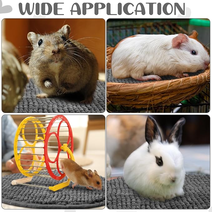 Amylove 4 Pcs Guinea Pig Cage Liner 12 Inch Round Washable Chenille Pee Pads Pet Dog Cat Bedding Training Mat Reusable for Small Animals Puppy Bunny Hamster Chinchilla - Image 5