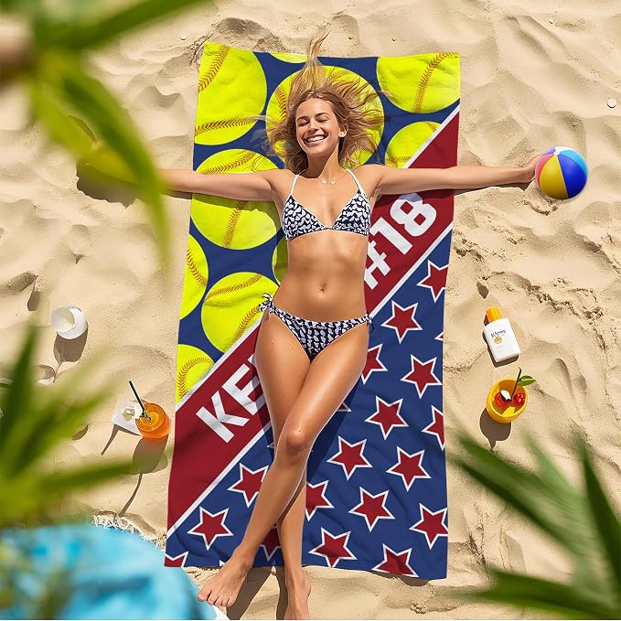 Personalized Beach Towel With Name, Custom Beach Towel with Text, Customized Microfiber Pool Towel, Quick Dry & Absorbent Swim Towel for Adult,Anniversary, Birthday, Summer Holiday,Vacation,Tennis - Image 7