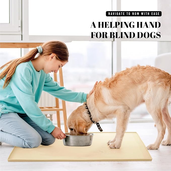AVERYDAY 100% Waterproof Thicker Silicone Dog Food Mat, 0.63'' Raised Edge Bowl Mat for Food & Water, Non Slip Pet Feeding Placemat for Messy Drinkers, Perfect for Large Medium Small Breeds, 32"x24" - Image 7