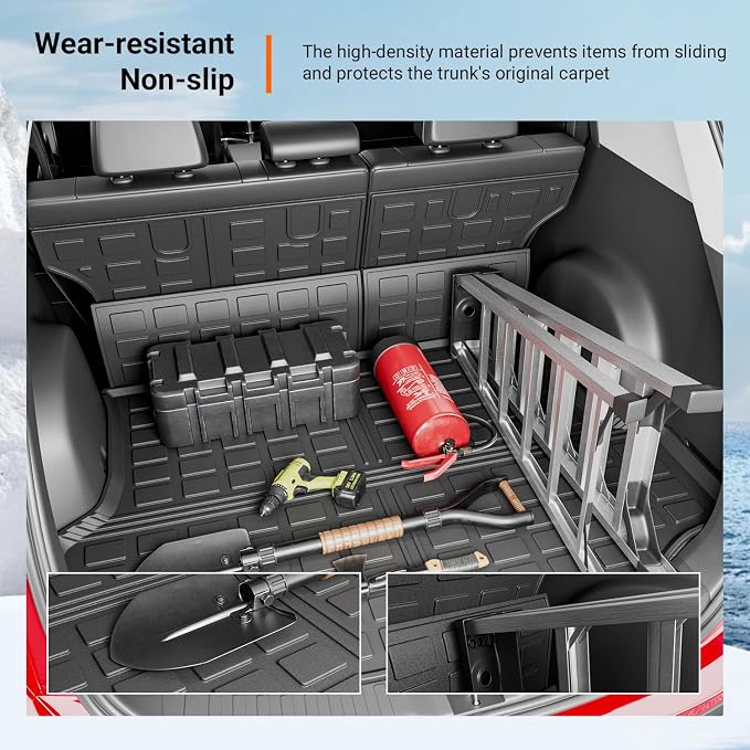 powoq Cargo Mat Compatible with 2013 2014 2015 2016 2017 2018 Toyota RAV4 Cargo Liner Backrest Mat TPE All Weather Replacement for Toyota RAV4 Accessories (Trunk Mat+Backrest Mats) - Image 4