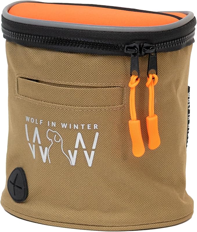 Quickdraw Treat Pouch – Compact Dog Training Bag with Reflective Trim, Built-in Poop Bag Dispenser, and Adjustable Waist Belt – Ideal for Walks, Hikes, and Training Sessions (Orange) by WolfInWinter