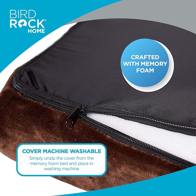BIRDROCK HOME 2" Memory Foam Dog Beds | Ultra Soft Plush Pet Bed | Removable Cover | Pet | Crate Bed (40 X 26, Brown) - Image 5