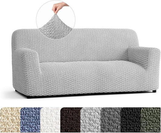 PAULTO BY GA.I.CO. Stretch Sofa Slipcovers – Soft Elastic Fabric Couch Cover for Armchair Loveseat 3-Seater & 4-Seater Sofa Cover – Non-Slip Furniture Protector Washable - Light Grey (64"-85" Wide) by PAULATOBYGAICO
