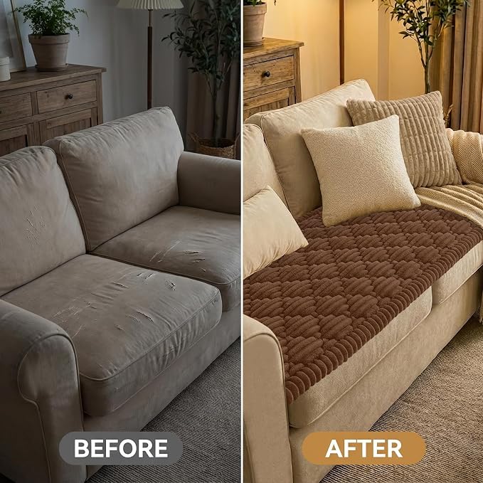Smiry Couch Cover for Dogs Washable, Non Slip Fuzzy Pet Sofa Protector | Soft Thick Furniture Cover for Sofa, Loveseat and Sectional, Scratch & Pet Hair Resistant (Chocolate, 43" x 82.7") - Image 7