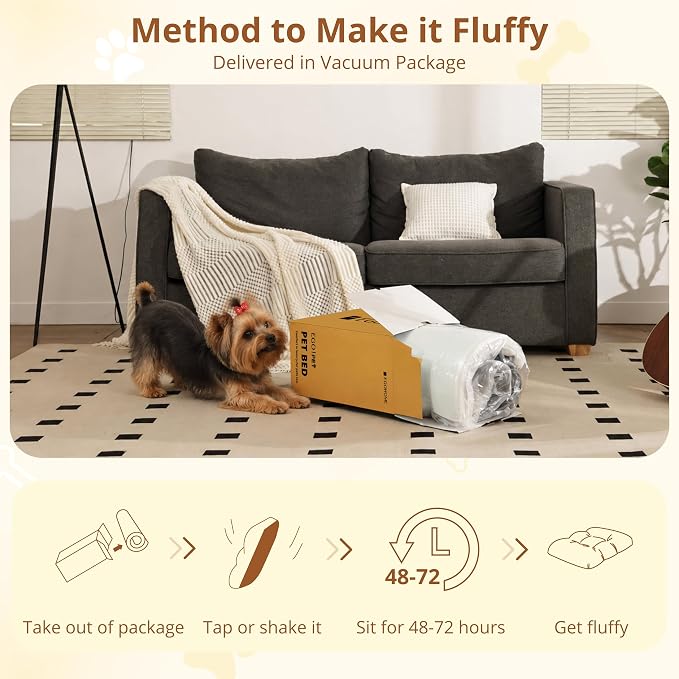 EGOHOME Dog Bed for Small Dogs, Shredded Memory Foam, Washable, Non-Slip | Balanced Support Foam, CertiPUR-US, Removable Washable Cover, Rose Velvet, Dog Crate Bed & Kennel Pad, 23 x 18 Inch, Gray - Image 8