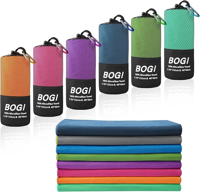 BOGI Microfiber Travel Sports Towel-Quick Dry Towel, Soft Lightweight Microfiber Camping Towel Absorbent Compact Travel Towel for Camping Gym Beach Yoga Swimming Backpacking (S:16''x32'',2Pcs-Orange) by BOGI