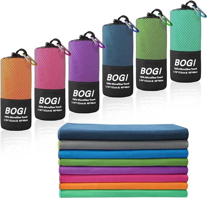 BOGI Microfiber Travel Sports Towel-Quick Dry Towel, Soft Lightweight Microfiber Camping Towel Absorbent Compact Travel Towel for Camping Gym Yoga Swimming Backpacking (XL:72''x32''+16''x16''-Hpink) by BOGI
