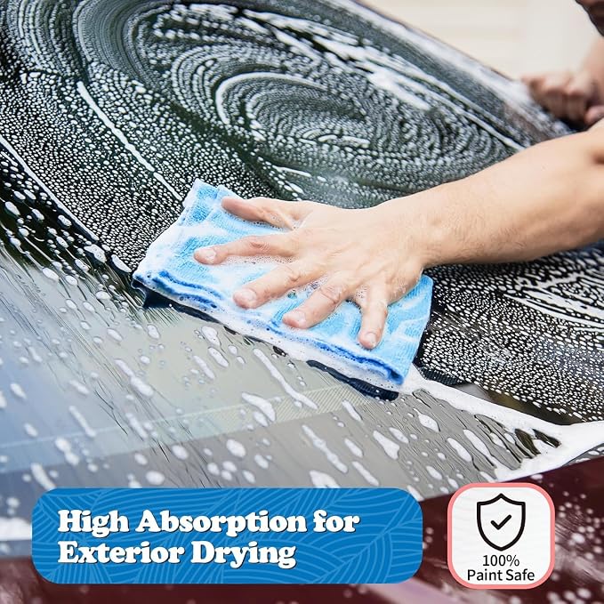 FIXSMITH Microfiber Cleaning Cloth, Shop Towels Bulk, 24 Pack Blue Microfiber Towels for Cars, All-Purpose Absorbent Cleaning Rags, Dust Cloth for Automotive, Mechanic, Garage, Bar, 12 x 11 inch - Image 6
