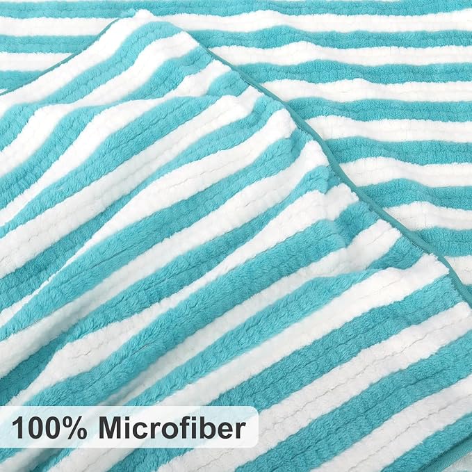 Smuge 18 Pcs Bath Towel Set, Include 6 Bath Towel Sheets, 6 Hand Towels and 6 Washcloths - Highly Absorbent Quick Dry Microfiber,Ultra Soft Bathroom Towel Set with Hanging Loop - Sea Blue - Image 4