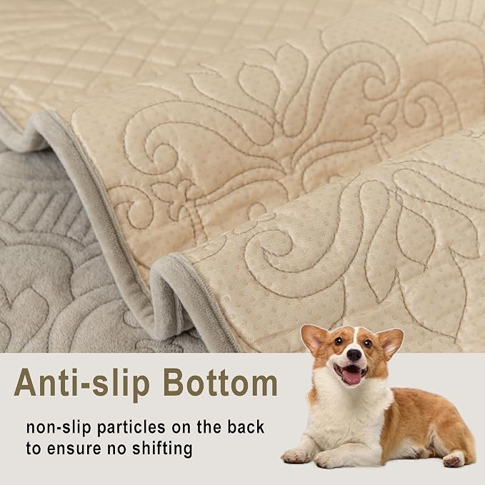 Couch Cover for Sectional Washable,Velvet Sofa Covers for 3 Cushion | Non-Slip Sofa Slipcovers, Couch Covers for Sofa, L Shaped Furniture Protector for Pet Dogs, Taupe, 36"X94" (Only 1 Pcs) - Image 3