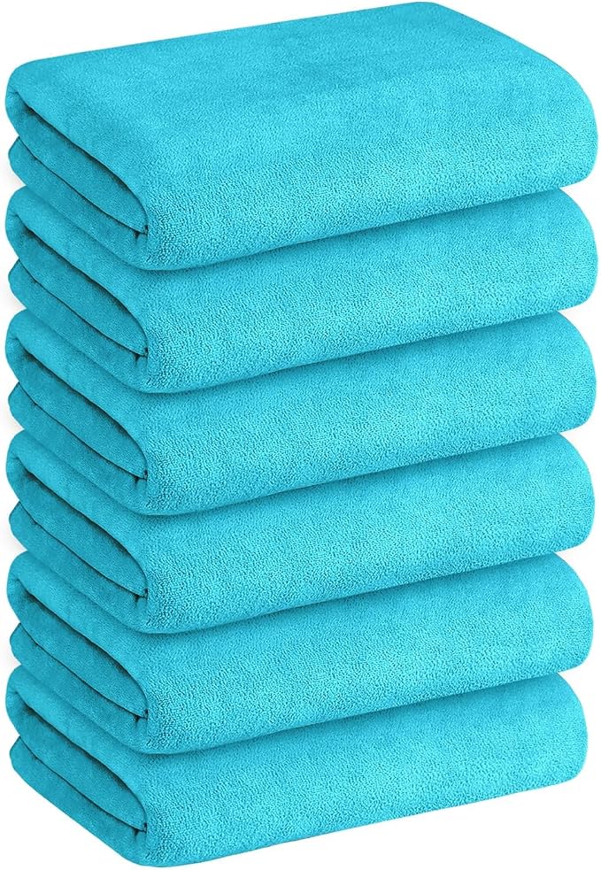 JML Microfiber Bath Towels with Hanging Loop, 30" x 60", 6 Pack | Soft, Absorbent, Lint Free, Fade Resistant, Quick Drying Towels for Body, Adult, Aquamarine - Image 7