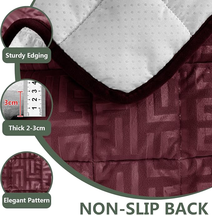 Paw Cart Couch Cover Caravan Quilted Sofa Topper Greek Key Pattern Washable Non Slip Soft Pet Protector for Any Type of Couch (Wine Red,W 35“ x D 28” 1 Piece) - Image 4