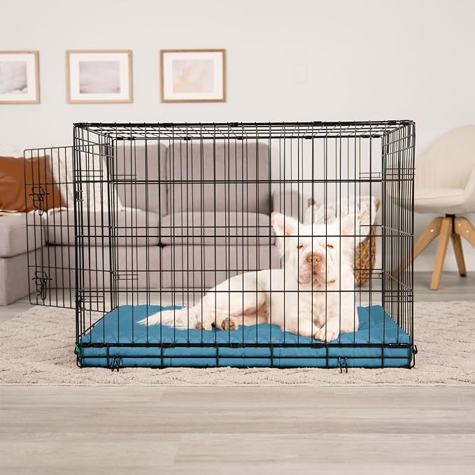 Furhaven Orthopedic Dog Bed – Puffy Quilted Foam Mattress with Removable Washable Cover, Soft & Supportive for Kennels & Crates - Large, Lagoon - Image 2