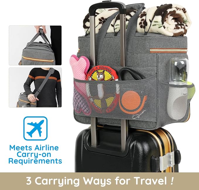 Dog Travel Bag for Traveling| Week Away/Overnight Dog Travel Accessories with Multi-Function Pockets| Travel Set for Dogs and Cats|Ideal Pet Diaper Bag and Pet Gift Kit(Grey) - Image 5