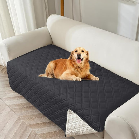 Genina Waterproof Couch Cover,Washable Anti-Slip 78inch Sofa Covers with 3 Cushions,Sectional Couch Covers for Pets Friendly, Sofa Slipcovers for Dogs Cats(78inch/Charcoal Gray) by Genina