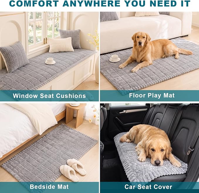 KRFOONN Couch Cover for Dogs Washable Sofa Covers for 3 Cushion Non-Slip Fuzzy Couch Cushion Covers Sofa Slipcovers Furniture Protector with Elastic Straps for Dogs Pets Mat (Light Grey, 27.6" x 59") - Image 6