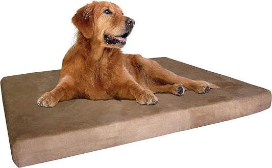 Dogbed4less Extra Large True Orthopedic Gel Memory Foam Dog Bed, Waterproof Liner and Durable Brown Cover, XL 47X29X4 Inch Fit 48"X30" Crate by Dogbed4less