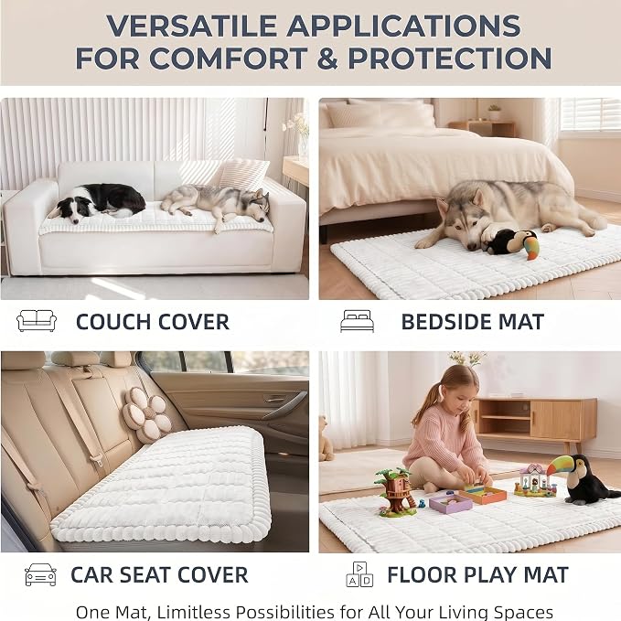Toucans Couch Covers for Pets, Washable, Non Slip Plush Sofa Protectors, Fuzzy Pet Couch Covers, Pet Friendly (White, 27.6" x 27.6") - Image 5