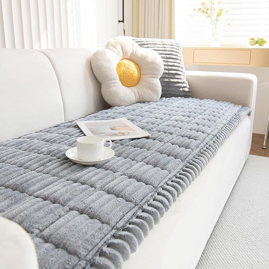 New Thick Sofa Covers Washable - Soft Corduroy Universal Sofa Cover 2 3 4 Seater, Non-Slip Couch Cover, Couch Seat Covers Sofa Slipcovers Furniture Protector for Living Room (Light Grey, 70x150cm) by GKXLH