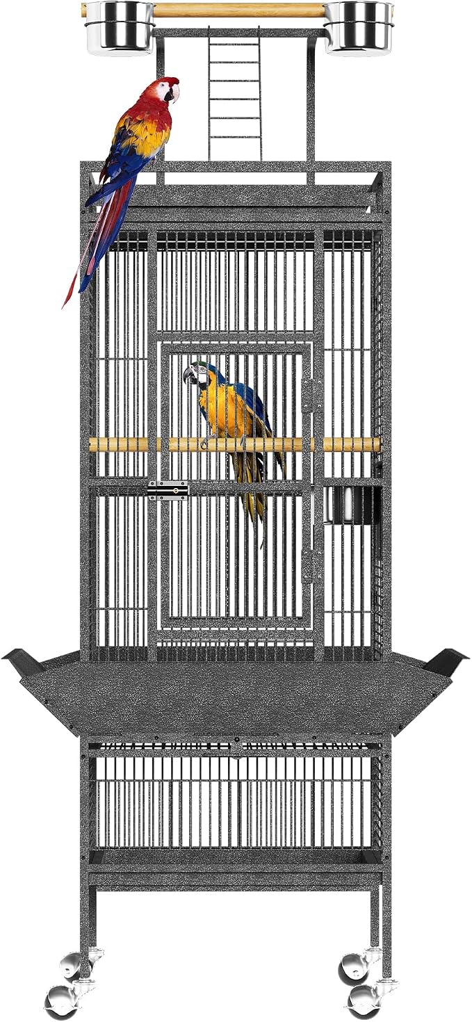 61Inch Bird Cage with Play Top, Extra Large Bird Cage with Wood Perches, Feeder for Parakeets, Canaries, Lovebirds, Small Quaker, Cockatiels, Budgie (60" h) by Unknown