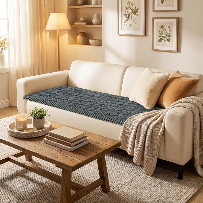 Smiry Non Slip Couch Covers for Dogs, Scratch Resistant Pet Sofa Protector | Machine Washable Soft Fuzzy Thick Furniture Cover for Sofa Loveseat Sectional Large Dogs, Dark Grey, 27.6" x 27.6" - Image 2