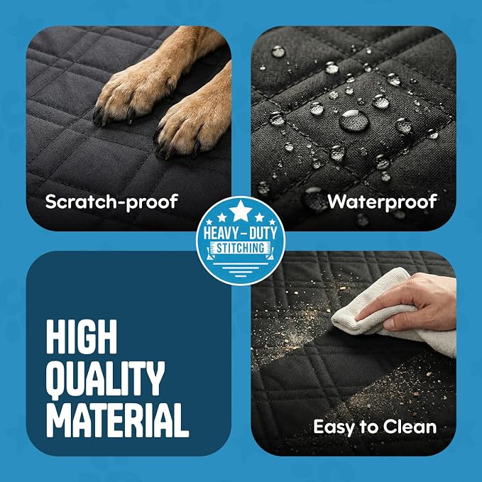 Bulldogology Hard Bottom Dog Seat Cover for Back Seat - Waterproof Backseat Extender for Dogs - Heavy-Duty Pet Hammock & Rear Protector for SUV Car Trucks - Non-Slip Dog Hammock with Platform - Image 7