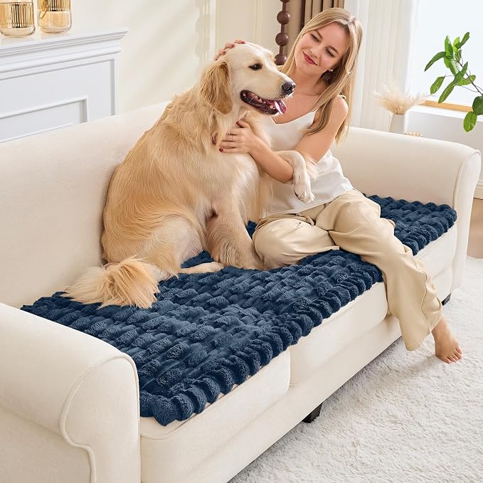 Waterproof Dog Couch Cover, Non Slip Pet Sofa Protector, Thick Fuzzy Couch Cover for Dogs, Machine Washable Furniture Protector, Scratch Resistant Pet Couch Mat(Berlin Blue, 28" x 59"/70 x 150cm) - Image 9