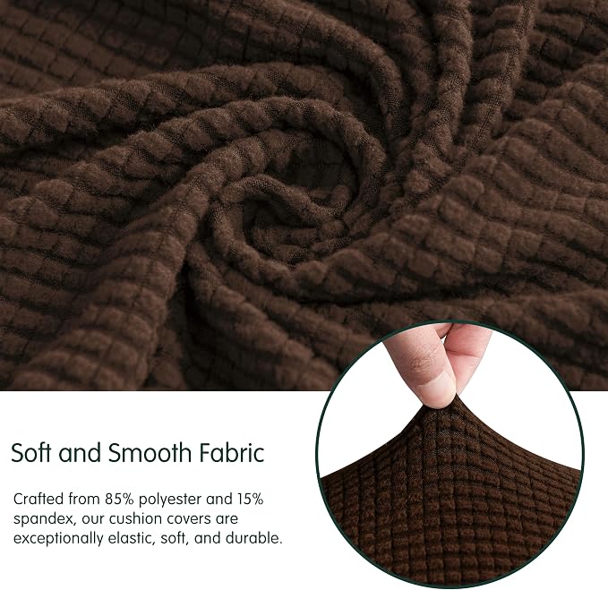 CHUN YI Stretch Couch Cushion Cover Suitable for 3 Settee, Sofa Seat Slipcover with Spandex Jacquard Fabric(Large,Chocolate) - Image 8