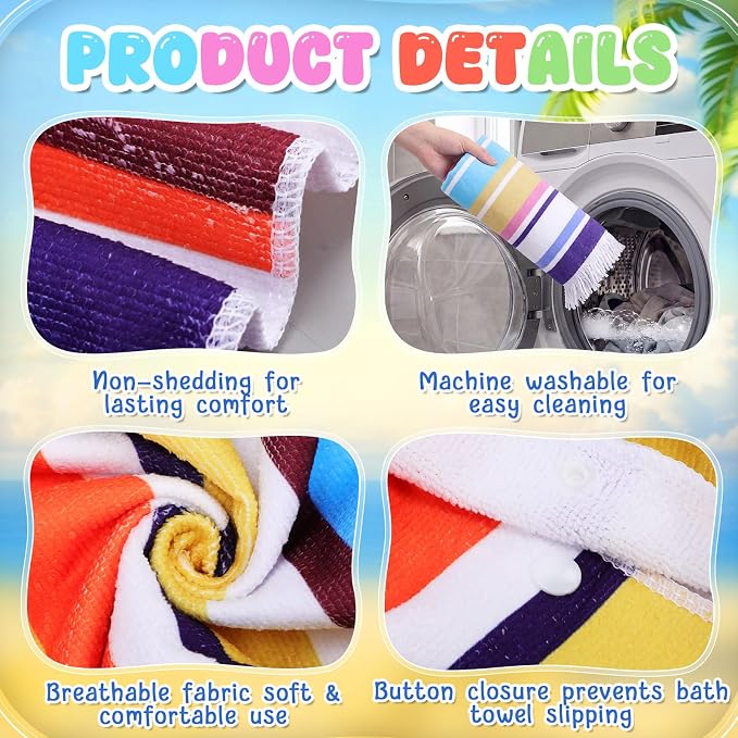 Oudain 6 Pcs Kids Hooded Towel Kids Bath Towels with Hood Microfiber Baby Pool Beach Towel for Boy Girls Toddler (Multicolor Style) - Image 6