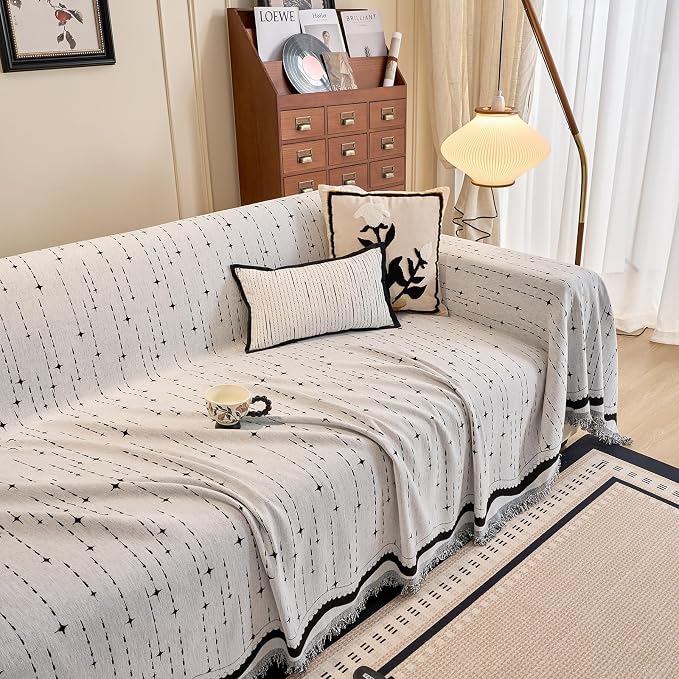 ROOMLIFE Couch Cover Boho Sofa Covers for 3 Cushion Couch Washable, Furniture Protector Sofa Couch Cover for Dogs, Soft Breathable Sofa Slipcover, Couch Throw Blankets with Tassels 71''X118'' - Image 6