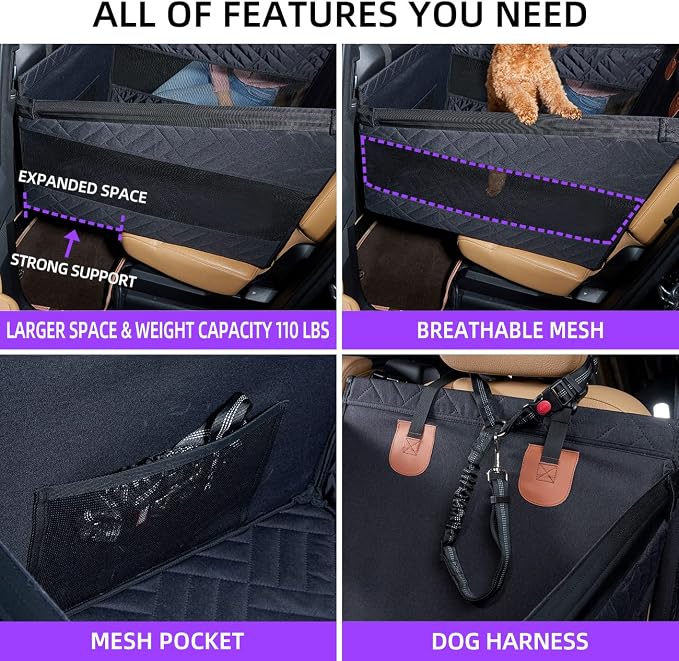 TKYZ Medium Dog Car Seat,Back Seat Extender for Dogs,Hard Bottom Seat Cover - Image 5