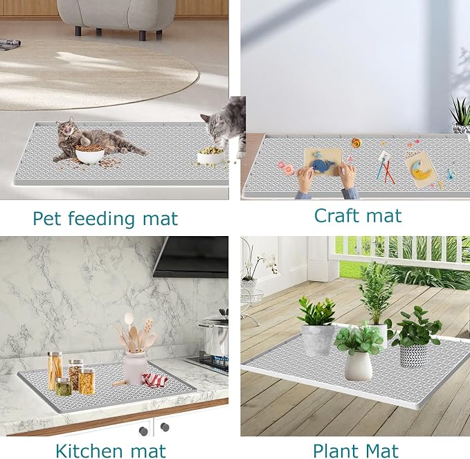 Cat Litter Mat for Litter Box, Silicone Large Cat Litter Trapping Mat - 51.2x25.6 in, Waterproof & Non-Slip, Durable & Easy Clean, Light Gray - Image 5