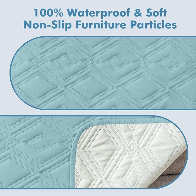 Genina 100% Waterproof Recliner Chair Covers, Anti-Slip Recliner Cover Dog Chair Cover Furniture Protector, Chair Sofa Slipcover for Pets Dogs, 1 Piece (Sky Blue, Recliner) - Image 5