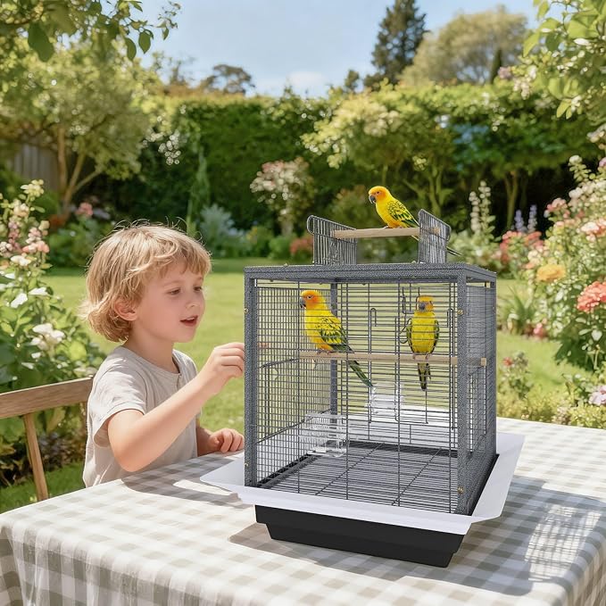 GarveeLife Small Bird Cage, 20 Inch Bird Cage, Parakeet Cage with Tray and Handle for Parrot Cockatiels Budgies Finch Lovebirds Pigeons, Black - Image 7