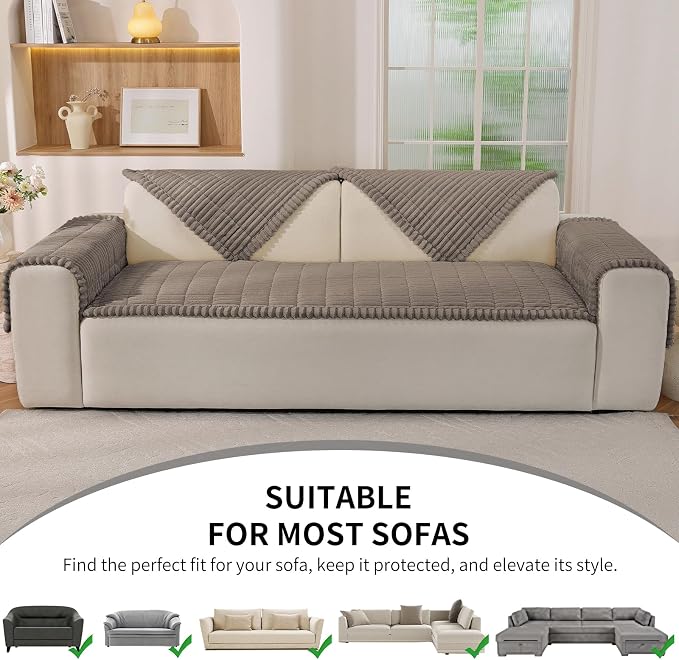 Couch Cover for Dogs,Washable Non-Slip Pet Friendly Sofa Protector | Thick Flannel Sofa Cover,Nonslip, Washable,Anti-Pilling,Pet Friendly,for Dogs & Cats,Cozy Protect Against Fur,27.6" x 70.9" - Image 6