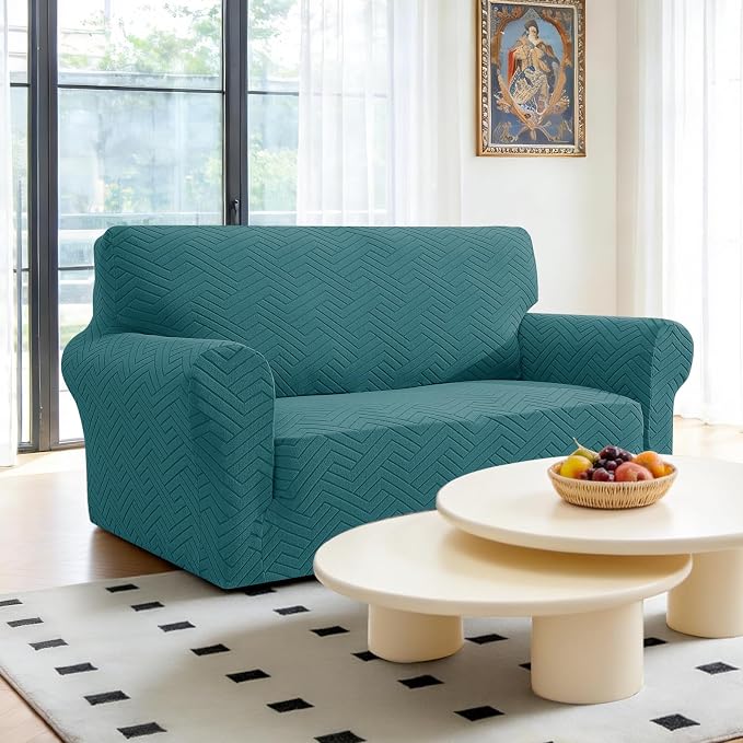 Stretch Sofa Cover Non-Slip Washable Furniture Protector | Stretch, 55"-69".Soft, Non Skid Foam, Elastic Bottom, Machine Washable, for Kids & Pets, Couch & Sofa, Dark Green - Image 2