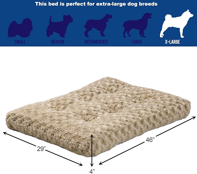 MidWest Homes for Pets XL QuietTime Deluxe Mocha Ombré Swirl Plush Pet Bed, Machine Washable, Non-Skid Bottom, Soft Crate Mat for 48-inch Crates - Image 3